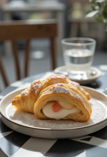 Licsis croissant tálalva