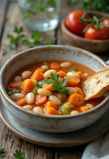 Minestrone fehérbabbal, frissen tálalva