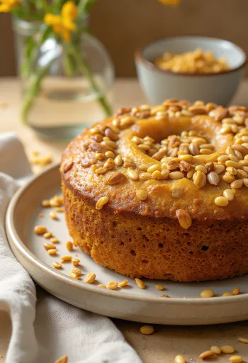 Napraforgómagos torta tálalva