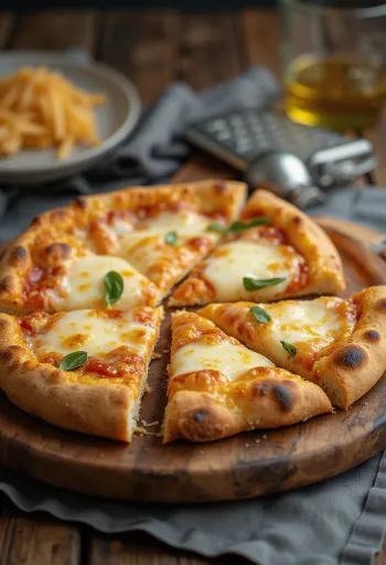 Parmezános Margherita pizza tálalva