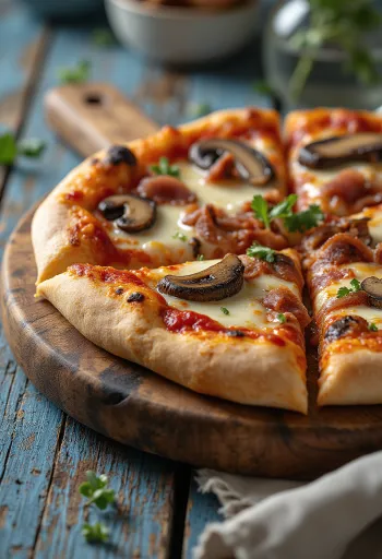Pizza al Boscaiolo erdei gombákkal és szalonnával