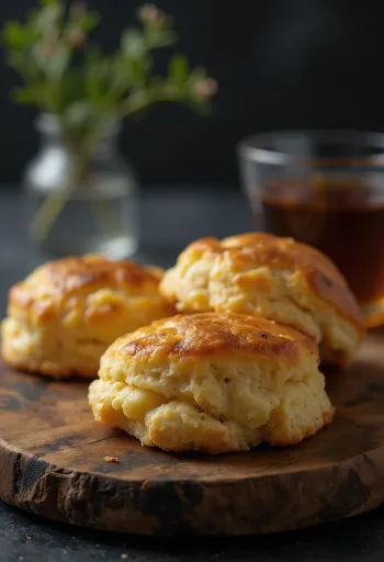 Tojásos scone aranybarna, ropogós tetejű sütemények