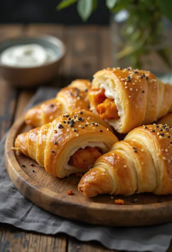 Tandoori csirkés croissant tálalva