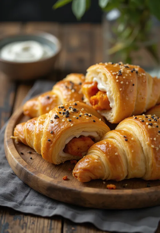 Tandoori csirkés croissant tálalva