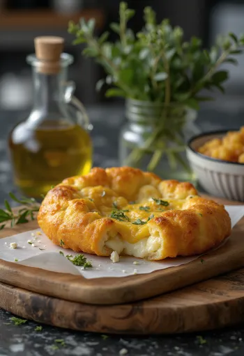 Tiganopsomo feta és kaporral, tálalva friss kenyérrel és ropogós feta sajttal.
