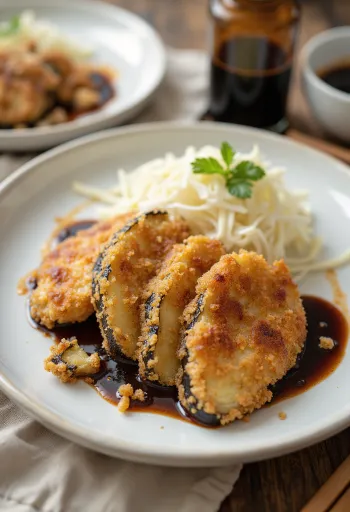 Aubergine katsu, ropogós panírozott padlizsán tonkatsu szósszal
