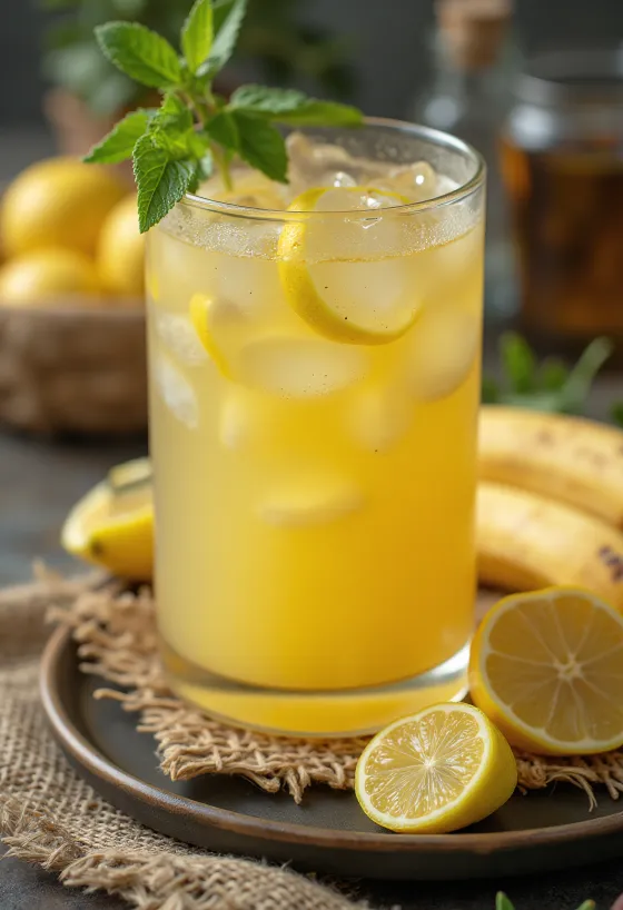 Banános-mentás limonádé pohárban