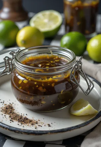 Fokhagymás lime balzsamecetszósz tálalva