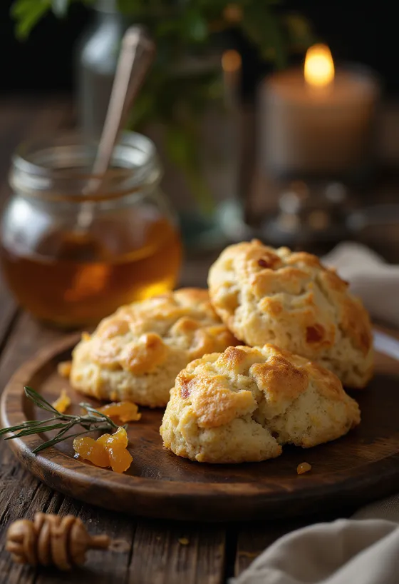 Kandírozott gyömbéres scone tálalva