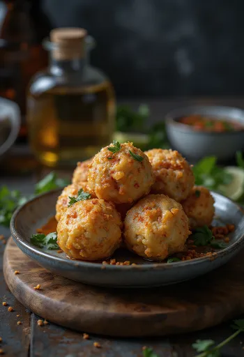 Kofta fűszeres túróval, grillezett marhahús golyókkal és petrezselyem díszítéssel