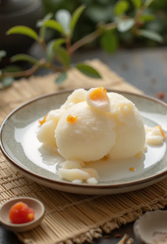 Licsi sorbet házi készítésű frissítő desszert