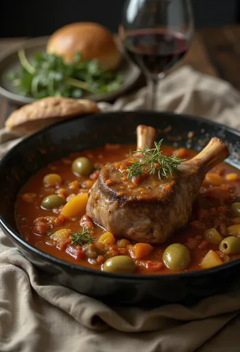 Osso Buco olívabogyóval frissen tálalva