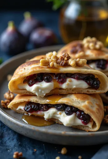 Piadina diós-fügelekváros mascarponéval tálalva