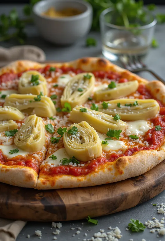 Pizza al Carciofi friss articsókával és sajttal