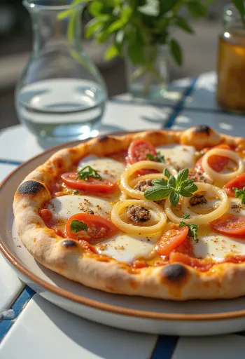 Pizza Pugliese vöröshagymával és szardellával