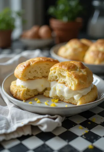 Túrós töltelékkel készült scone aranybarna, ropogós tetejű sütemények