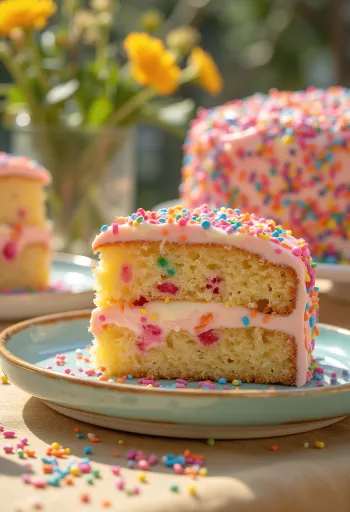 Sprinkle torta színes szórócukorral díszítve