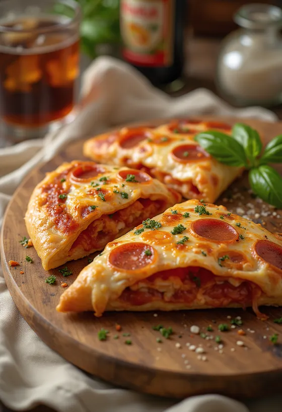 Calzone pepperonival, aranybarna kérgű, pepperonival és sajttal töltve