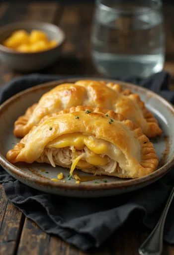 Cheddaros-csirkés empanada aranybarnára sütve