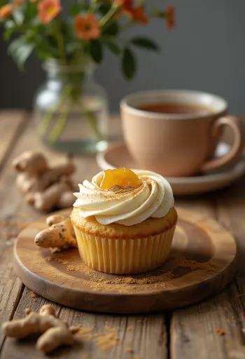 Gyömbéres cupcake tálalva