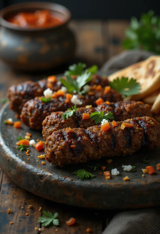 Fűszeres marhahús kofta tálalva