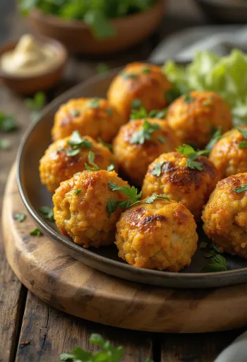 Vegán Kofta csicseriborsóval, friss petrezselyemmel díszítve