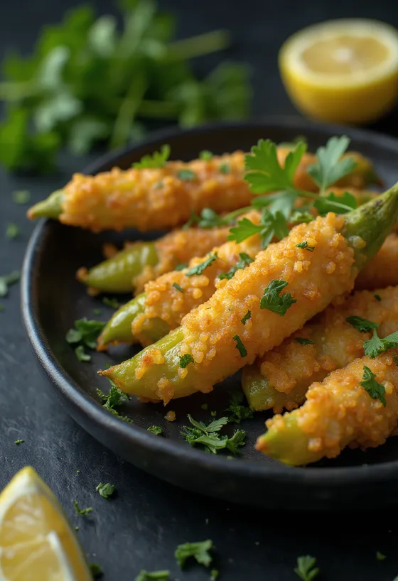 Pakora zöldpaprikával, ropogós és fűszeres tálalás