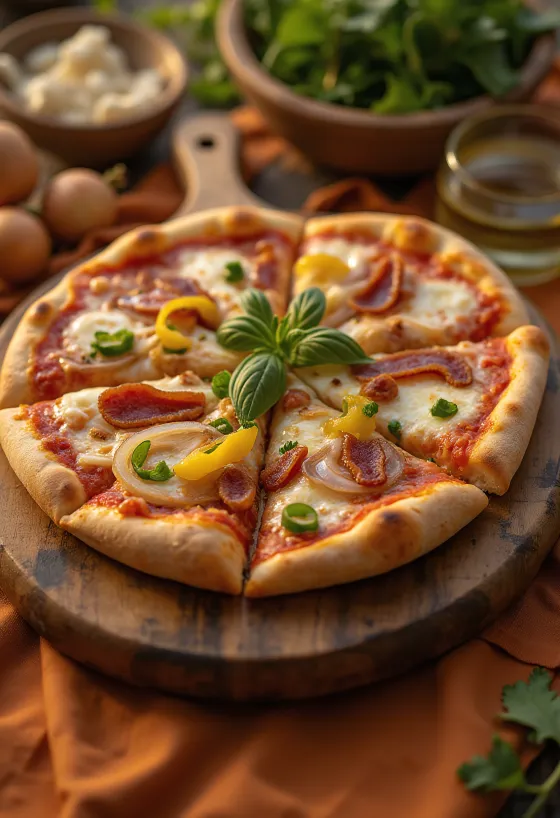 Frissen sült házias stílusú pizza