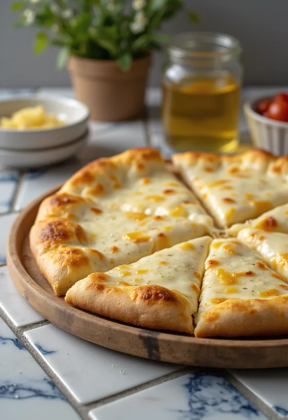 Pizza alla Crema krémes sajttal és bazsalikommal