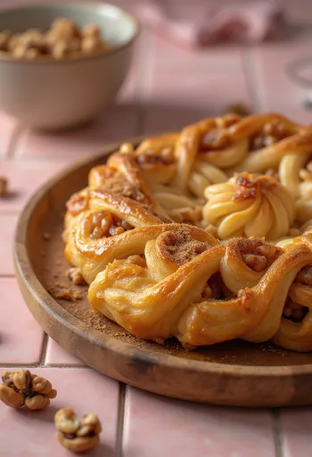 Tokaji boros diós burek tálalva
