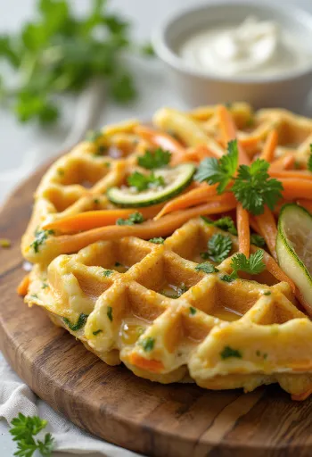 Vegyes zöldséges gofri frissen sütve