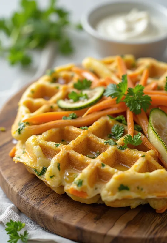 Vegyes zöldséges gofri frissen sütve