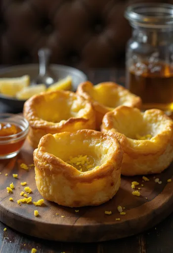 Yorkshire pudding citromhéjjal, aranybarna, pufók formákban
