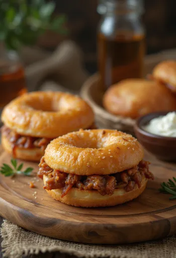 Barbecue Doughnut tálalva füstölt hússal
