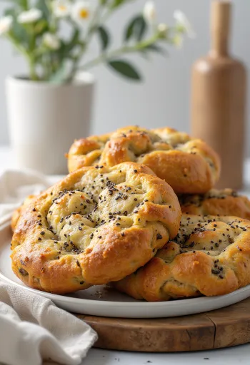 Chia magos és lenmaglisztes focaccia tálalva