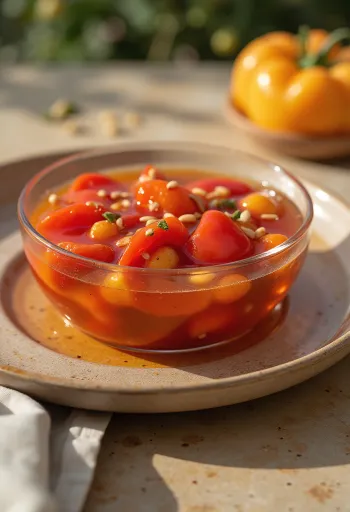 Fűszeres savanyított pimento paprika tálalva üvegben