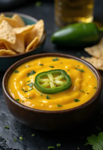 Jalapeños cheddar szósz tálalva