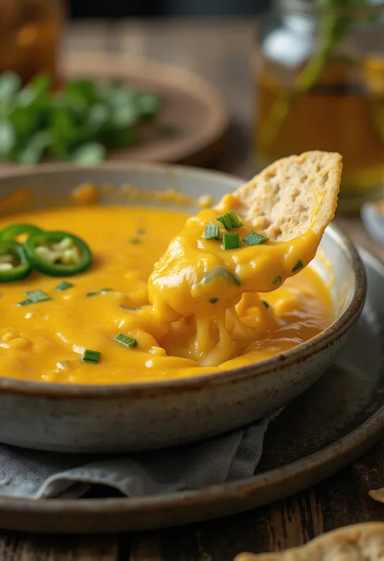 Jalapeños sajt szósz tálalva