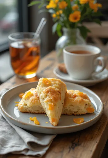 Kandírozott narancshéjas scone tálalva