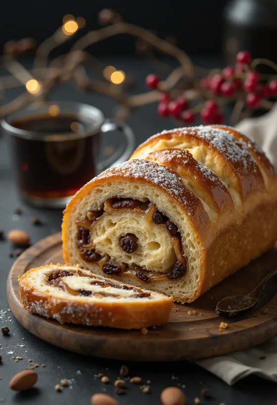 Karamellás Stollen tálalva