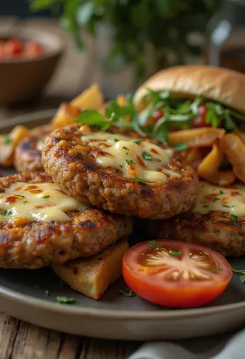 Hagyományos kofta sült marhahússal, friss petrezselyemmel díszítve