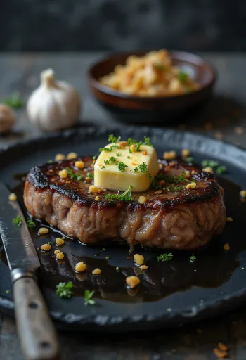 Marha steak roston, friss salátával és sült burgonyával tálalva