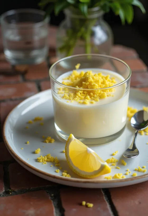 Mentás-citromos panna cotta tálalva