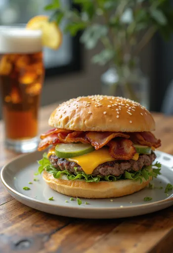 Frissen készült minden bele hamburger extra feltétekkel