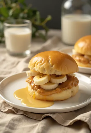 Mogyoróvajas és banános bao bun tálalva