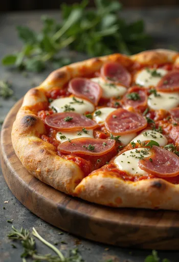 Pizza al Finocchiona édesköményes szalámival és friss oregánóval