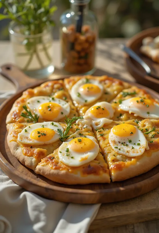 Pizza Sabich tálalva