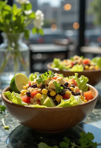 Vegán taco saláta tortilla chipsszel és zöldségekkel