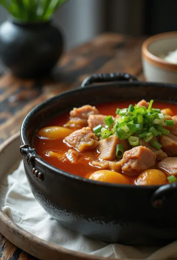 Gamjatang Jjigae, koreai sertéshúsos leves kimchivel és zöldségekkel