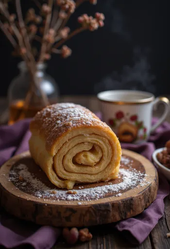 Gesztenyés kürtőskalács tálalva